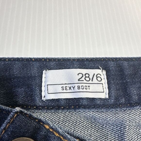 Gap 1969 Sexy Boot Women's Boot Cut Jeans Size 28 / 6 Blue Dark Wash Denim - Picture 12 of 14